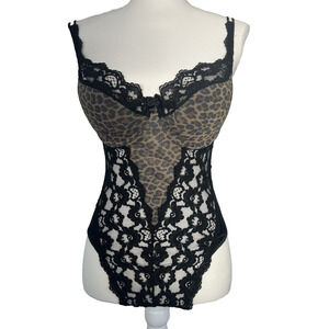 Vintage Victoria's Secret Gold Label Black Lace Bodysuit Teddy Lingerie Size 34D